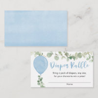 Eucalyptus blue balloon baby shower diaper raffle enclosure card