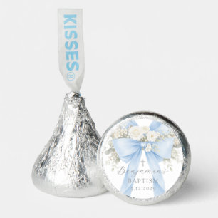 Eucalyptus Blue Bow Baby Boy Baptism Hershey®'s Kisses®
