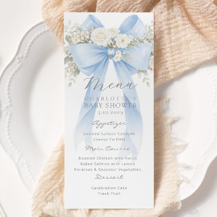 Eucalyptus Blue Bow Elegant Baby Shower Menu