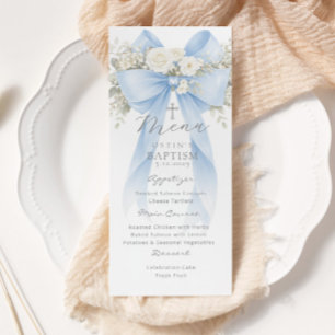 Eucalyptus Blue Bow Elegant Baptism Menu
