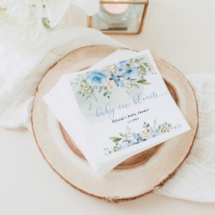 Eucalyptus blue floral baby shower napkins