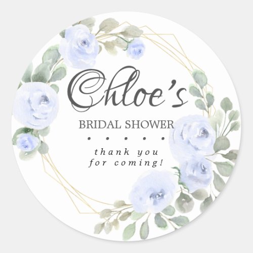 Eucalyptus Blue Floral Bridal Shower Thank You Classic Round Sticker