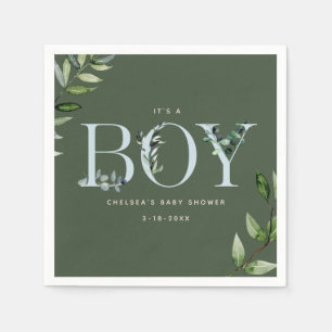 Eucalyptus Blue Green Boy Baby Shower Napkins