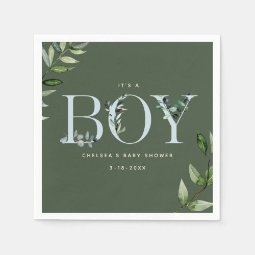 Eucalyptus Blue Green Boy Baby Shower Napkins