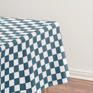 Eucalyptus Blue White Checkered Pattern Home Decor Tablecloth
