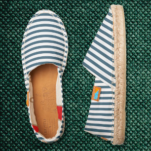Eucalyptus Blue White Stripes Fashion Chic Slip On Espadrilles