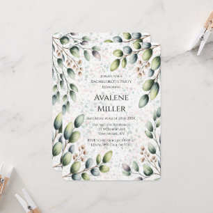 Eucalyptus Blush Alcohol Ink Bachelorette Party Invitation