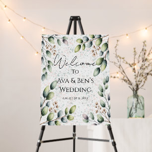 Eucalyptus Blush Alcohol Ink Wedding Welcome Sign