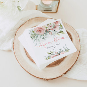 Eucalyptus blush floral baby in bloom baby shower napkins