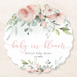 Eucalyptus blush floral baby in bloom baby shower paper coaster<br><div class="desc">Eucalyptus blush floral baby in bloom baby shower Paper Coaster
Matching items are available.</div>