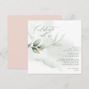 Eucalyptus blush pink gold wedding script etherial