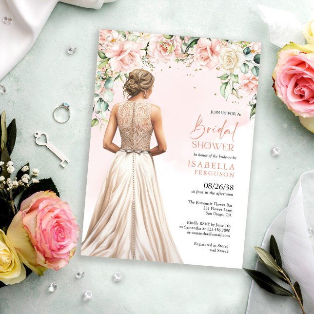 Eucalyptus Blush Pink Roses Floral Bridal Shower Invitation (Creator Uploaded)