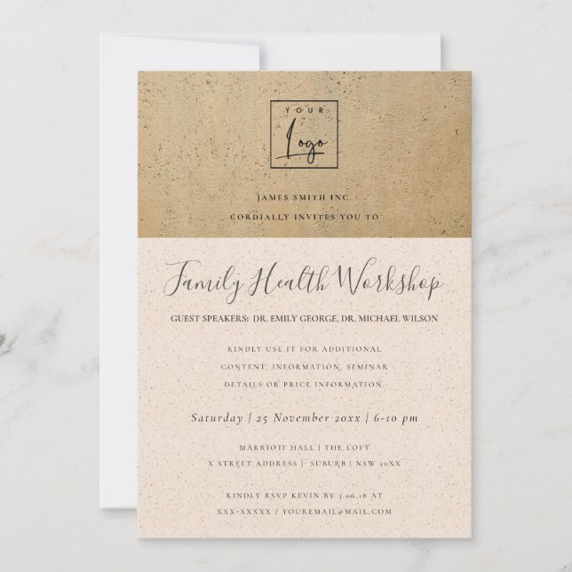 EUCALYPTUS BLUSH ROSE FAUNA KRAFT WORKSHOP EVENT INVITATION (Front)