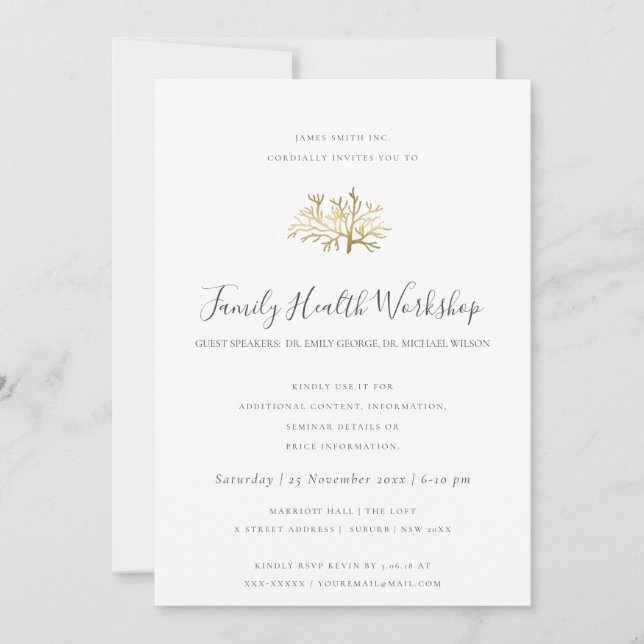 EUCALYPTUS BLUSH ROSE KRAFT BLACK WORKSHOP EVENT INVITATION (Front)