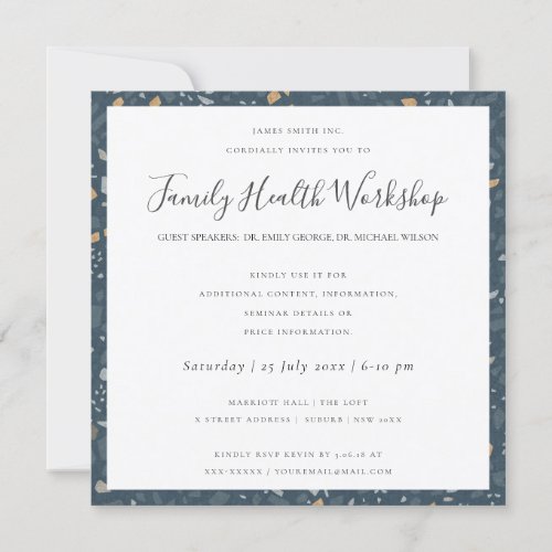 EUCALYPTUS BLUSH ROSE KRAFT NAVY WORKSHOP EVENT INVITATION