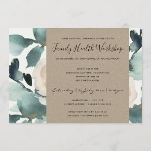 EUCALYPTUS BLUSH ROSE KRAFT PINK WORKSHOP EVENT INVITATION