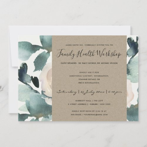 EUCALYPTUS BLUSH ROSE KRAFT PINK WORKSHOP EVENT INVITATION