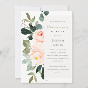 Eucalyptus Blush Rose Pink Rehearsal Dinner Invite