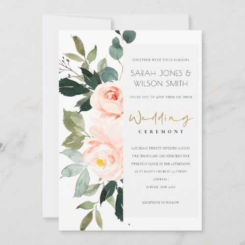 Eucalyptus Blush Rose Pink Wedding Invite