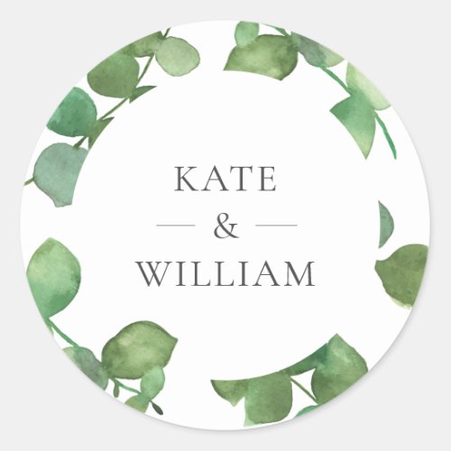 Eucalyptus Boho Greenery Classic Round Sticker