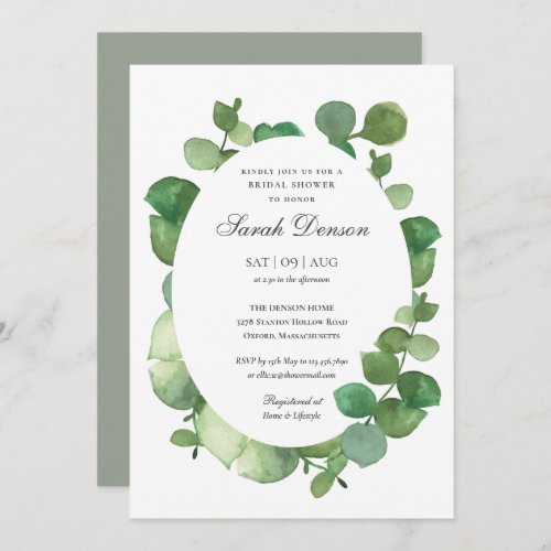 Eucalyptus Boho Greenery Floral Bridal Shower Invitation