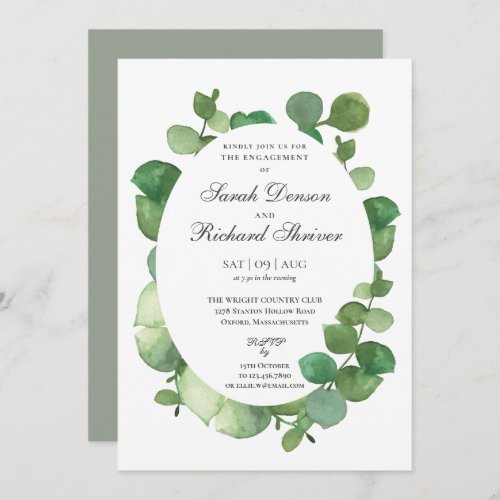 Eucalyptus Boho Greenery Floral Engagement Party Invitation