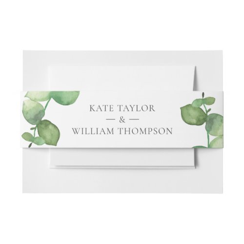 Eucalyptus Boho Greenery Floral Wedding Invitation Belly Band