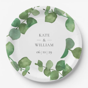 Eucalyptus Boho Greenery Floral Wedding Paper Plates