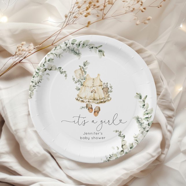 Eucalyptus boho nursery clothes baby shower paper plates (Creator Uploaded)