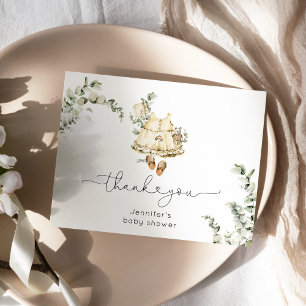 Eucalyptus boho nursery clothes baby shower thank you card