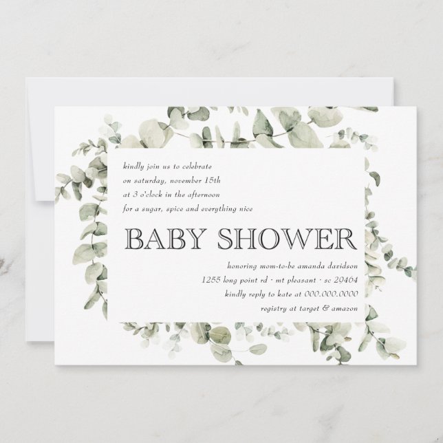 Eucalyptus Boho Rainbow Gender Neutral Baby Shower Invitation (Front)