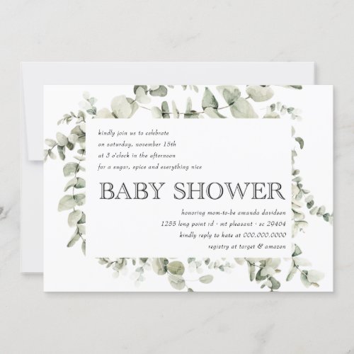 Eucalyptus Boho Rainbow Gender Neutral Baby Shower Invitation - Eucalyptus Boho Rainbow Gender Neutral Baby Shower Invitation