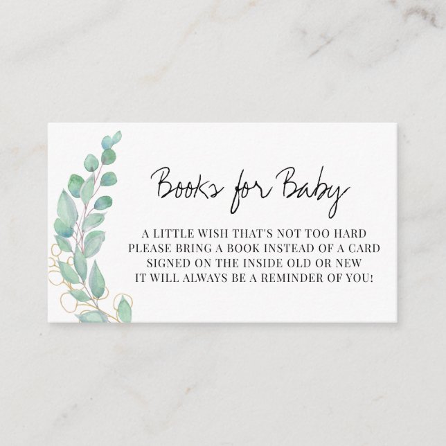 Eucalyptus Books For Baby Greenery Baby Shower  Enclosure Card (Front)