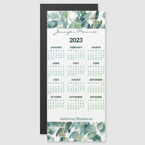 Eucalyptus border personalized mini calendar