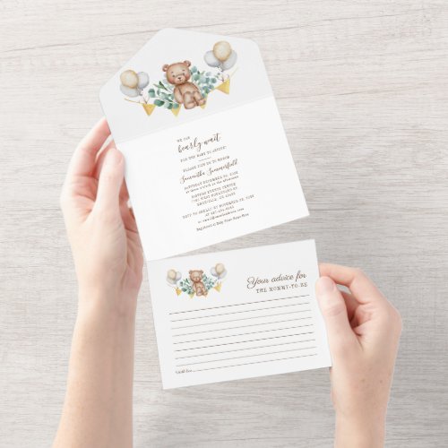 Eucalyptus Botanical and Bear Baby Shower All In One Invitation