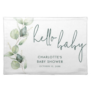 Eucalyptus Botanical Baby Shower Cloth Placemat
