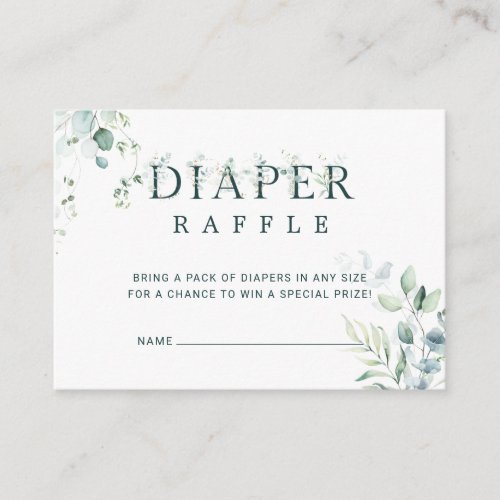 Eucalyptus Botanical Baby Shower Diaper Raffle Enclosure Card