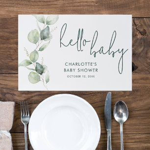 Eucalyptus Botanical Baby Shower Paper Placemat