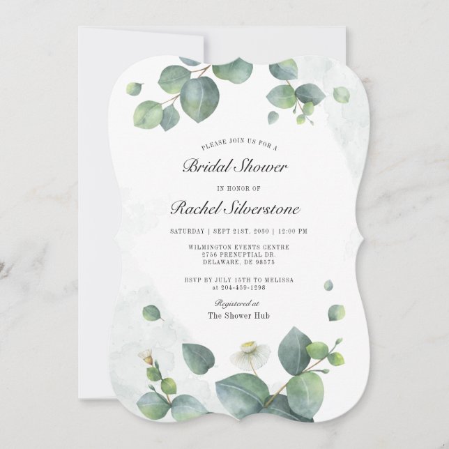 Eucalyptus Botanical Blush Bridal Shower Invitation (Front)
