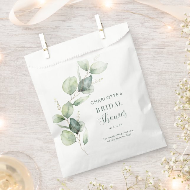 Eucalyptus Botanical Bridal Shower Favor Bag (Clipped)