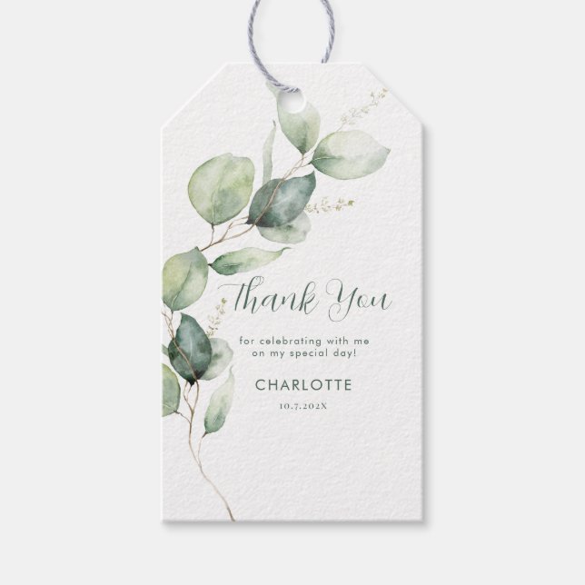 Eucalyptus Botanical Bridal Shower Gift Tags (Front)