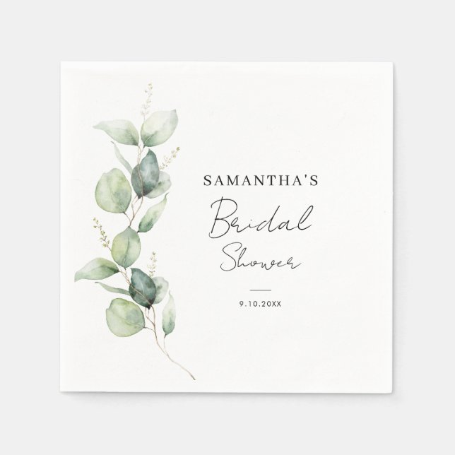 Eucalyptus Botanical Bridal Shower Paper Napkins (Front)