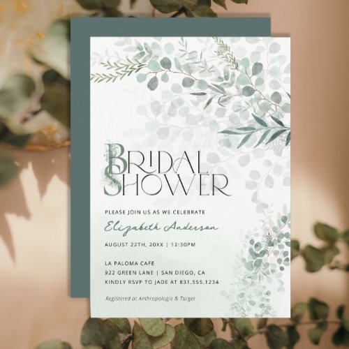Eucalyptus Botanical Bridal Shower QR Code Invitation