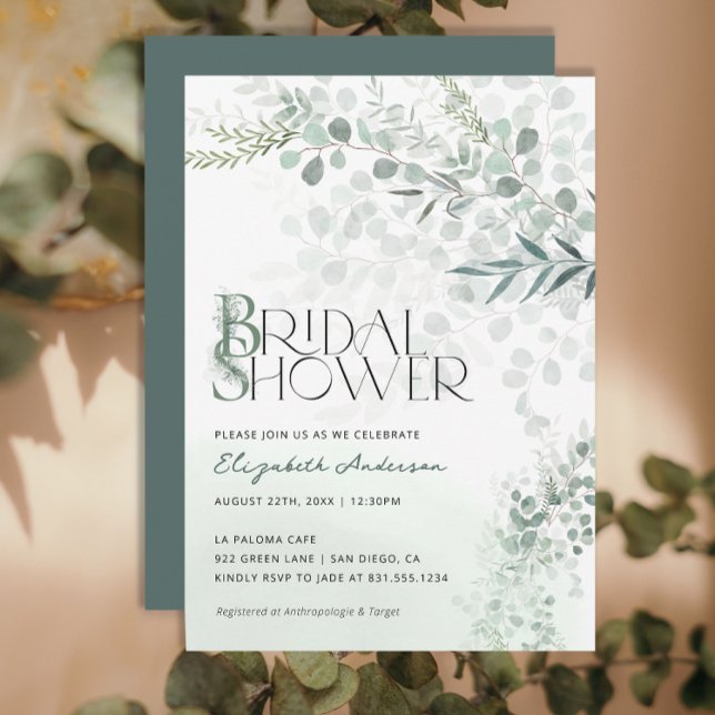 Eucalyptus Botanical Bridal Shower QR Code Invitation (Creator Uploaded)
