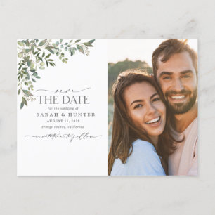 Eucalyptus Botanical Calligraphy Photo Wedding Announcement Postcard