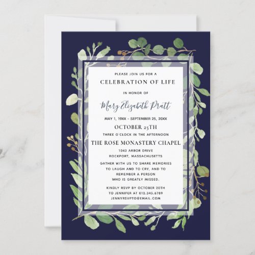 Eucalyptus Botanical Celebration of a Life Invitat Invitation