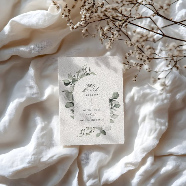 Eucalyptus botanical elegant modern simple wedding save the date (Creator Uploaded)