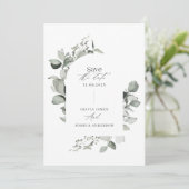 Eucalyptus botanical elegant modern simple wedding save the date (Standing Front)