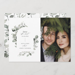 Eucalyptus botanical elegant photo simple wedding save the date