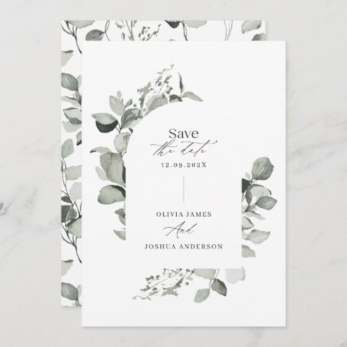 Eucalyptus botanical elegant photo simple wedding save the date